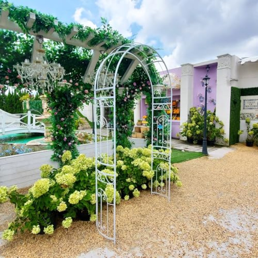Vine Climbing Plastic - White metal wedding arch for garden,