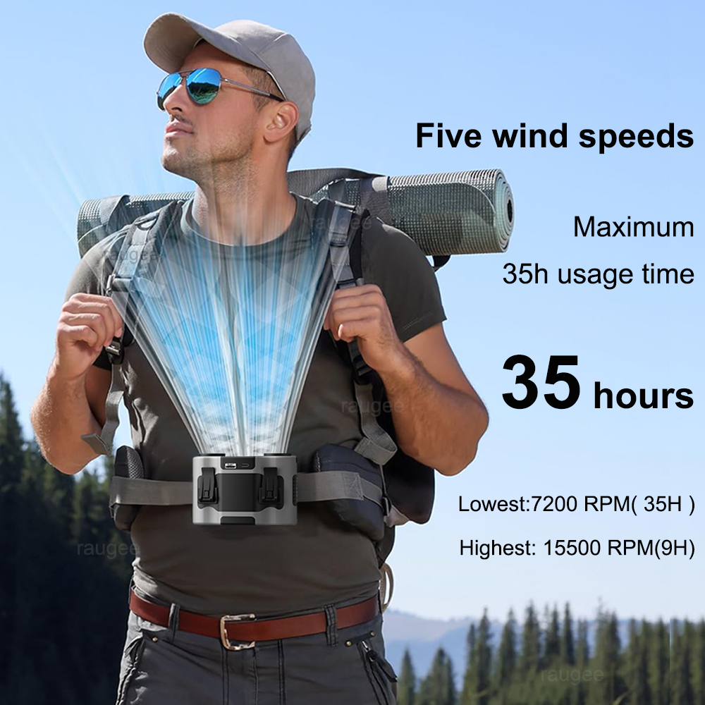20000mAh Waist Fan Portable Ou - Timer Dual Outlet avaliação e preço