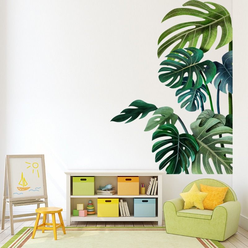 Large Nordic Green Leaf Wall S - Pvc Panel Background avaliação e preço