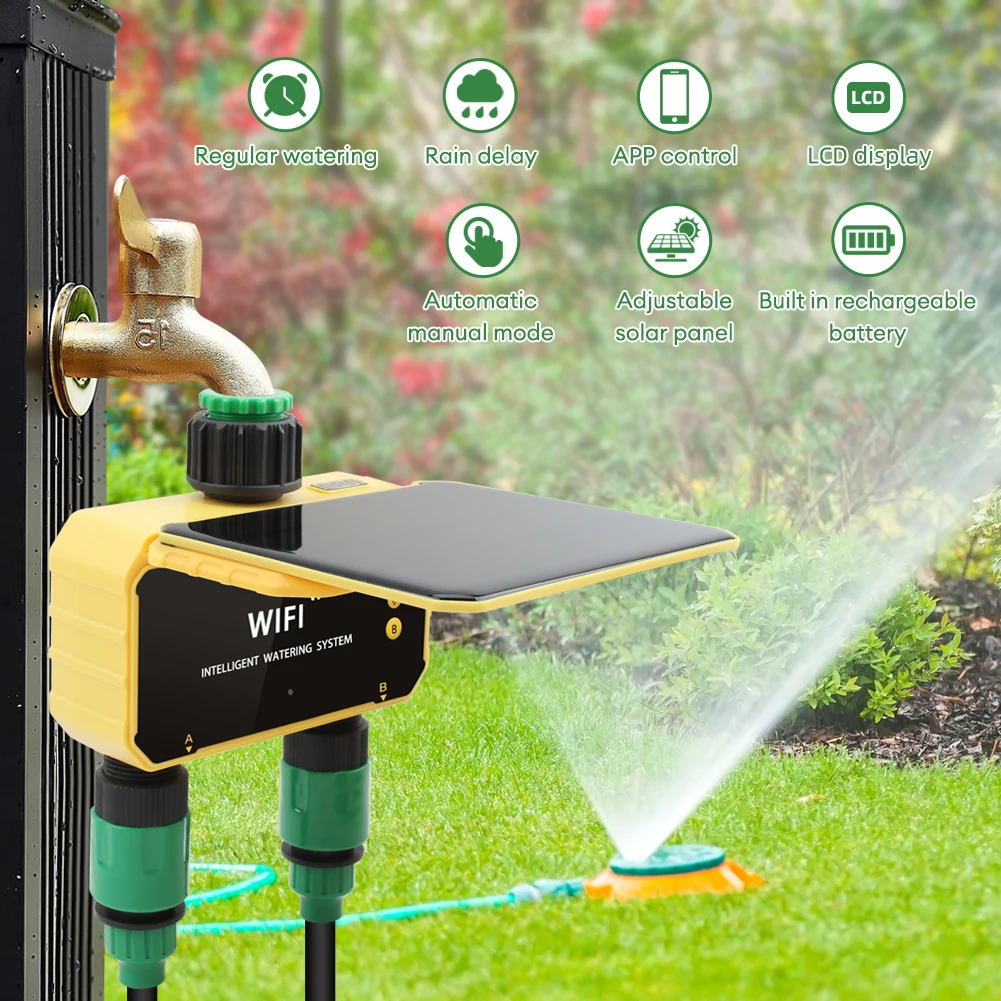 WiFi Solar Timer Dual Water Va - Timer Dual Outlet avaliação e preço