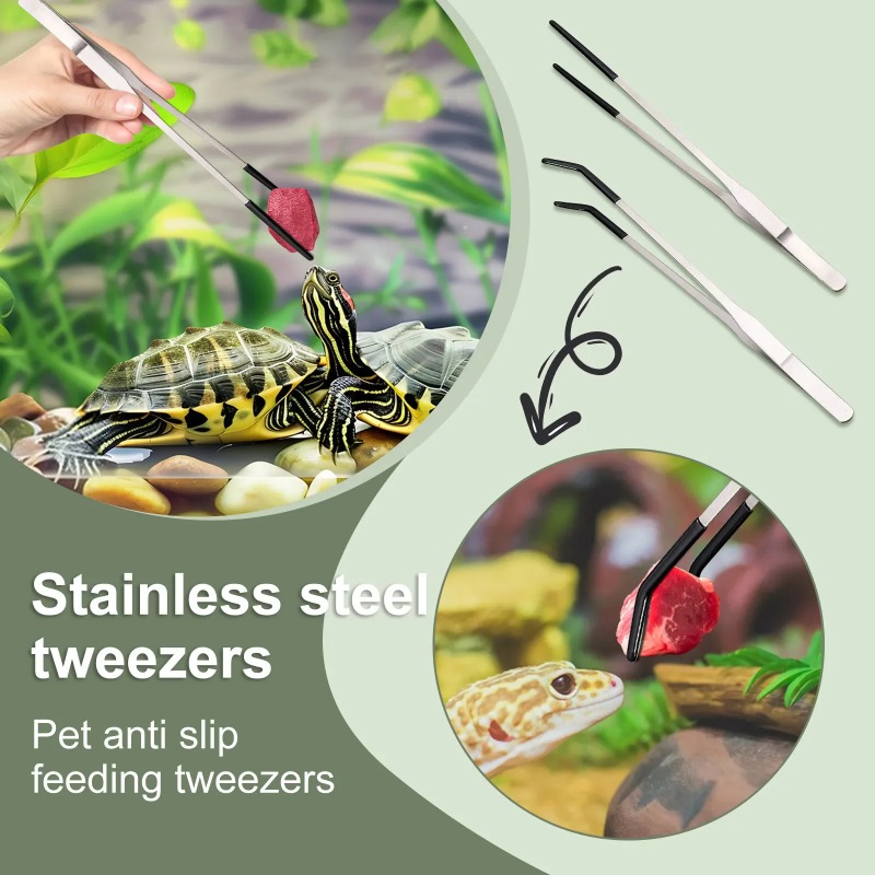 2Pcs Stainless Steel Tweezers  - Feeding Tong Stainless avaliação e preço