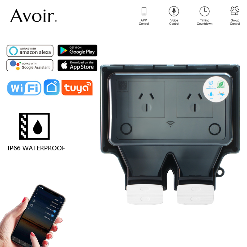 Avoir Tuya Wifi Waterproof Ele - Timer Dual Outlet avaliação e preço