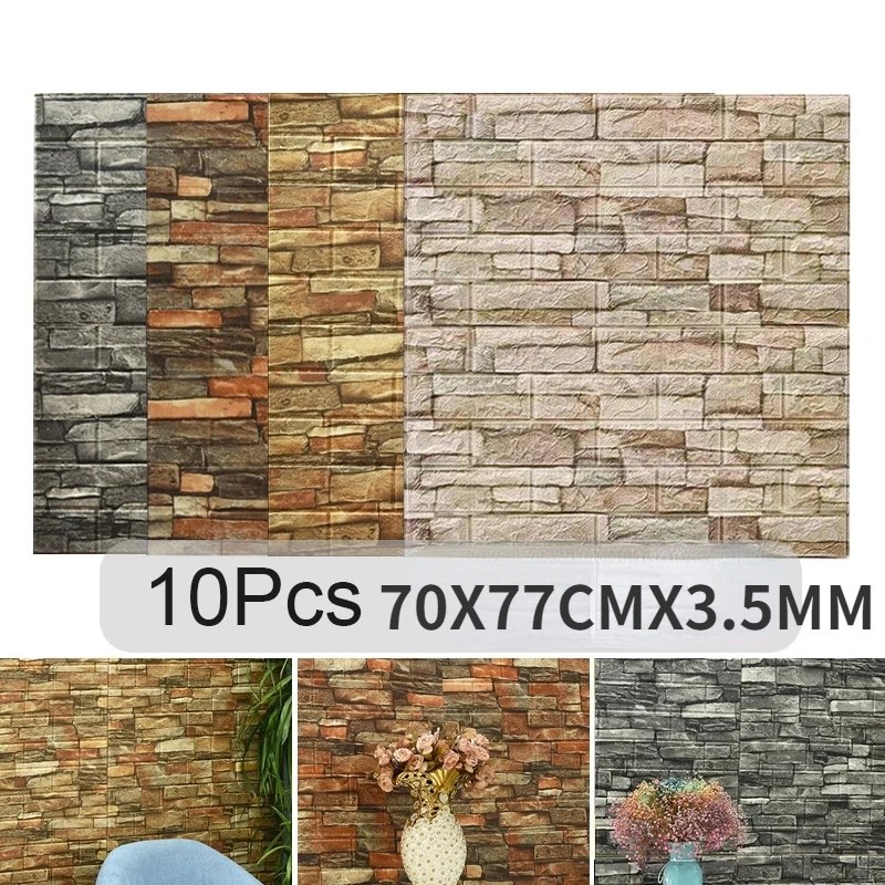 10PCS Self Adhesive 3D Brick W - Pvc Panel Background avaliação e preço